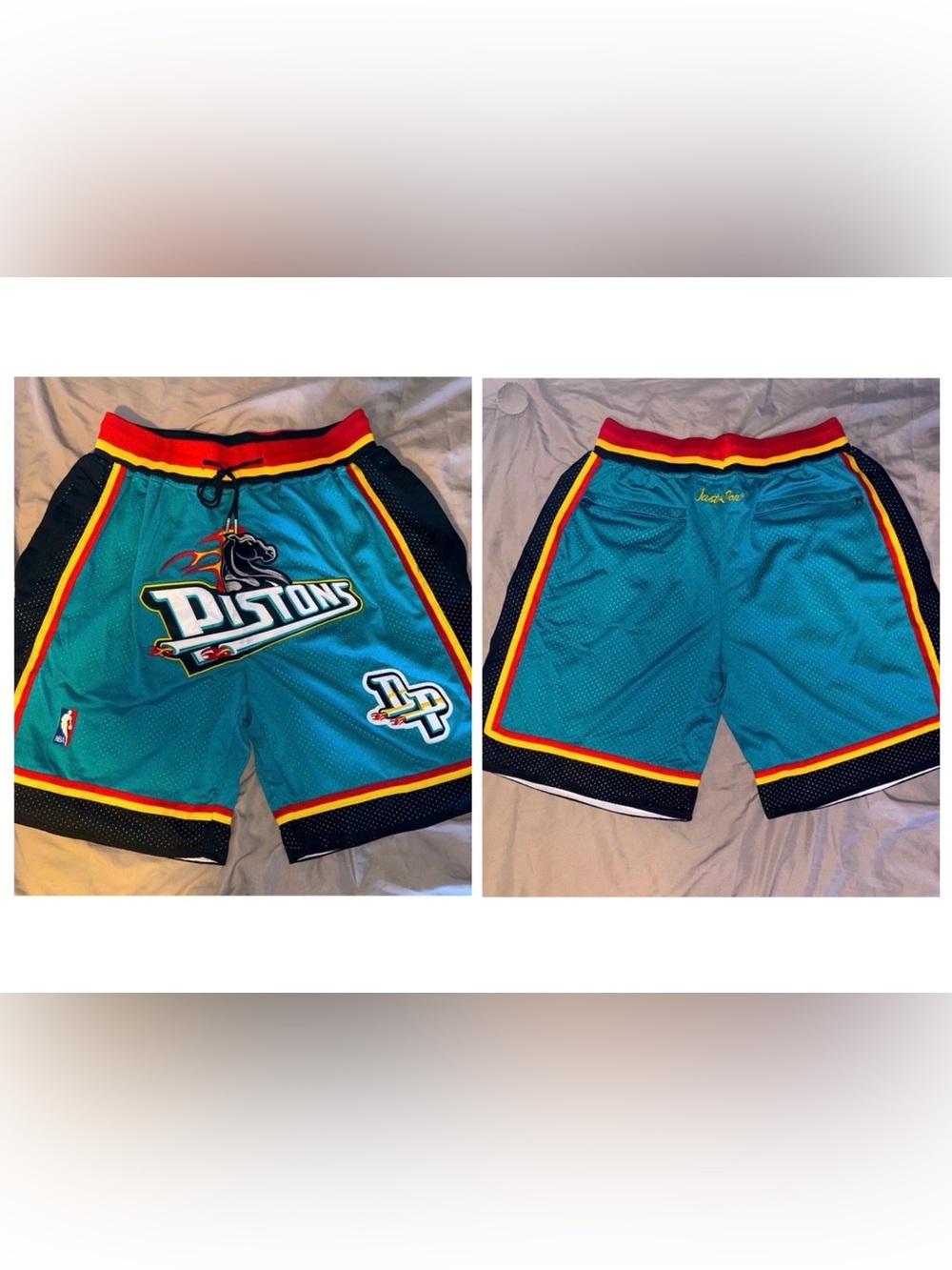 Detroit Pistons Teal Throwback 1998-1999 NBA Season Retro Mesh Basketball Shorts